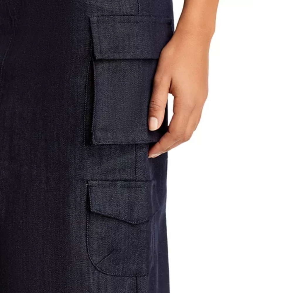 🔥Line & Dot Mora Dark Blue Denim Maxi Skirt with Slit - Picture 5 of 12